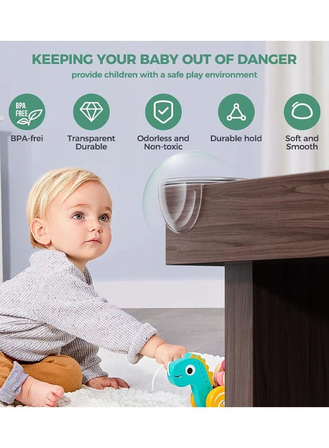 عبوة من 20 واقي زوايا للأطفال (دائرية وشكل حرف L)، واقيات سميكة لحواف أثاث الطاولات للأطفال مع التصاق قوي، واقيات زوايا وحواف أمان شفافة - Image 3